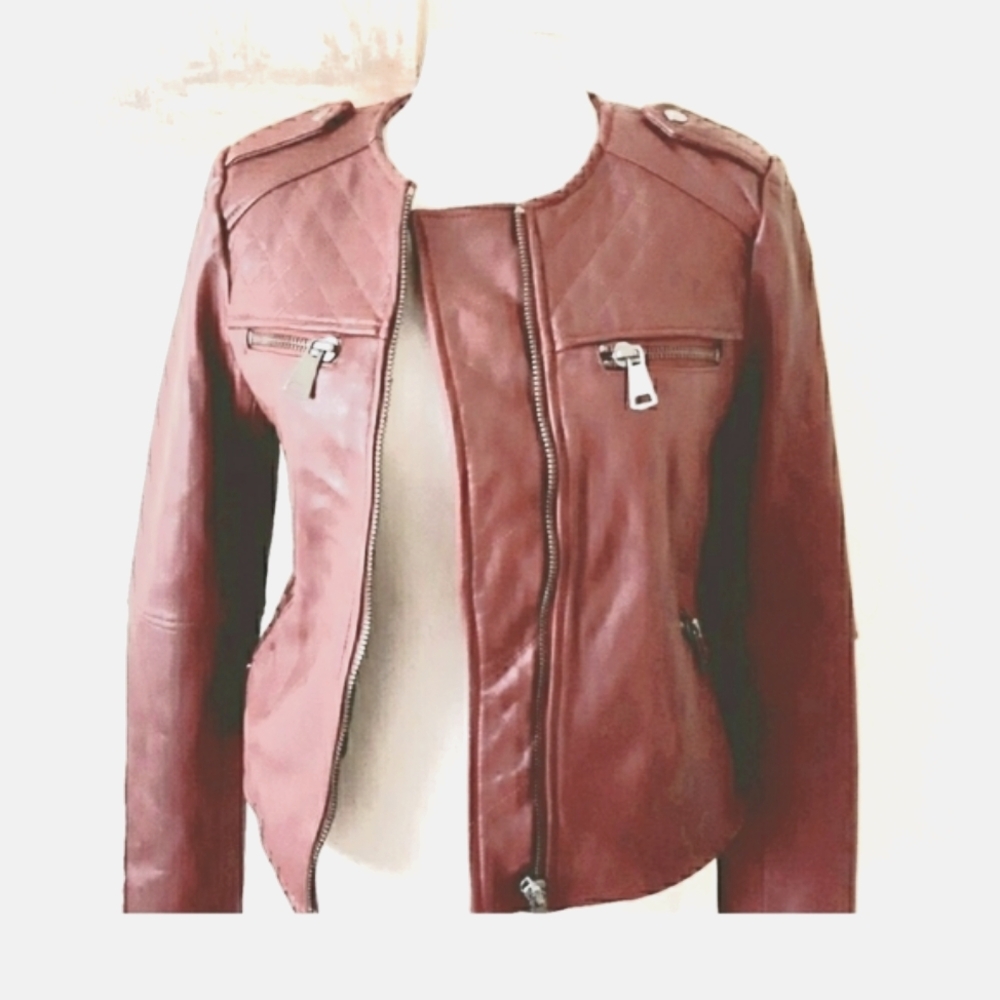 NWT Bagatelle Moto. NYC Genuine Leather Jacket Paprika Color SIZE XS